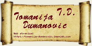 Tomanija Dumanović vizit kartica